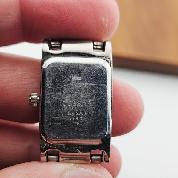 Fossil Silver Tone Rectangle Dial Watch Bracelet Link Band ES-8999 Casual Daily - Picture 6 of 8